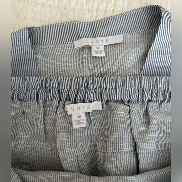 NWOT 🤍💙 Lunya Resort Striped Linen Blend Pajama Set MEDIUM - Picture 4 of 5